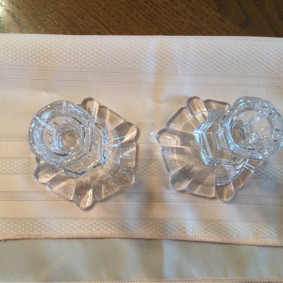 Two Crystal Taper Candle Holders 24% Lead Crystal 4.75" Tall - Picture 2 of 4